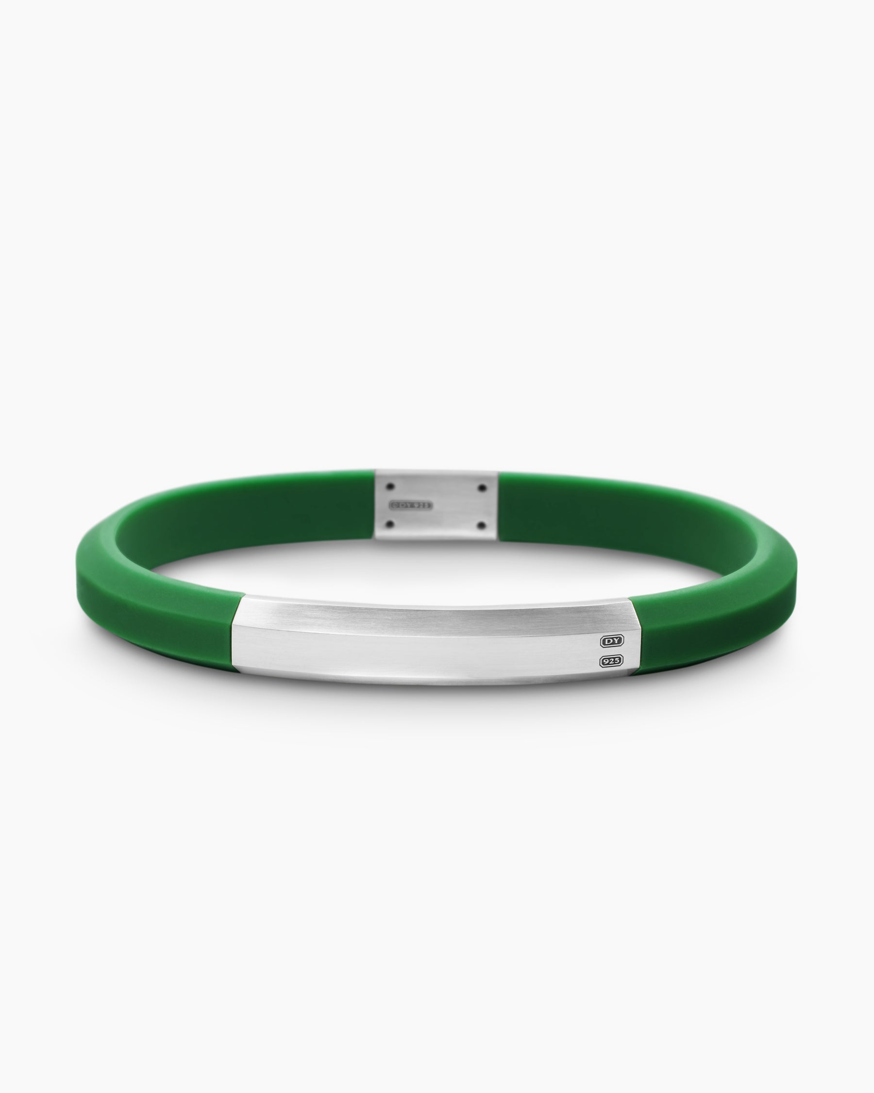 Streamline® ID Bracelet in Green Rubber with Sterling Silver, 8mm