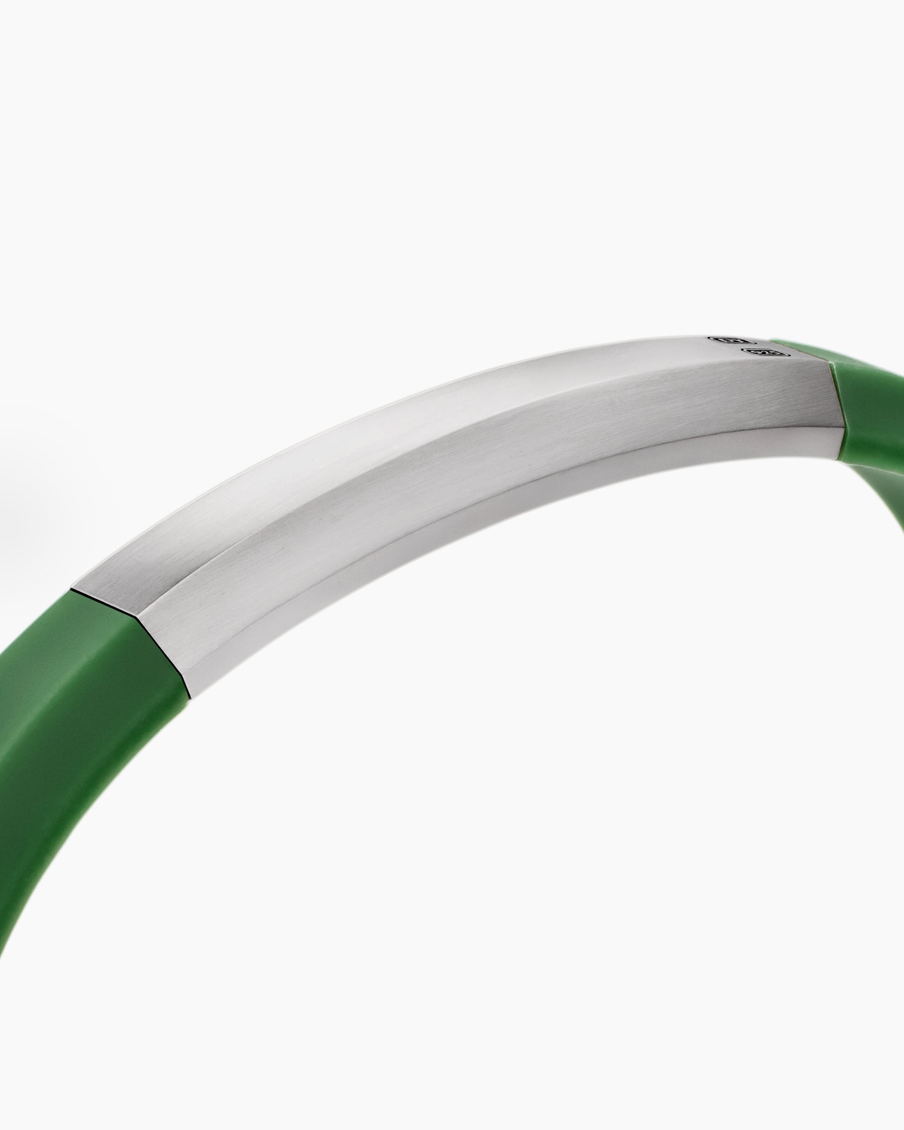 Streamline® ID Bracelet in Green Rubber with Sterling Silver, 8mm