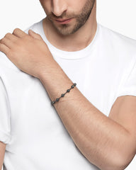 Spiritual Beads Bracelet in Sterling Silver with Black Diamonds, 6mm