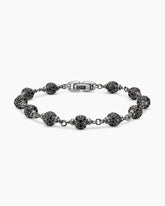 Spiritual Beads Bracelet in Sterling Silver with Black Diamonds, 6mm