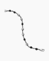 Spiritual Beads Bracelet in Sterling Silver with Black Onyx and Diamonds, 6mm