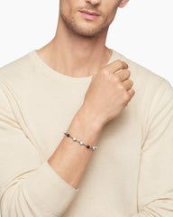 Spiritual Beads Bracelet in Sterling Silver with Black Onyx and Diamonds, 6mm