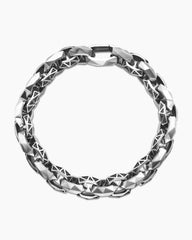 Faceted Link Bracelet in Sterling Silver with Black Diamonds, 11.6mm