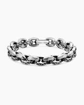 Faceted Link Bracelet in Sterling Silver with Black Diamonds, 11.6mm