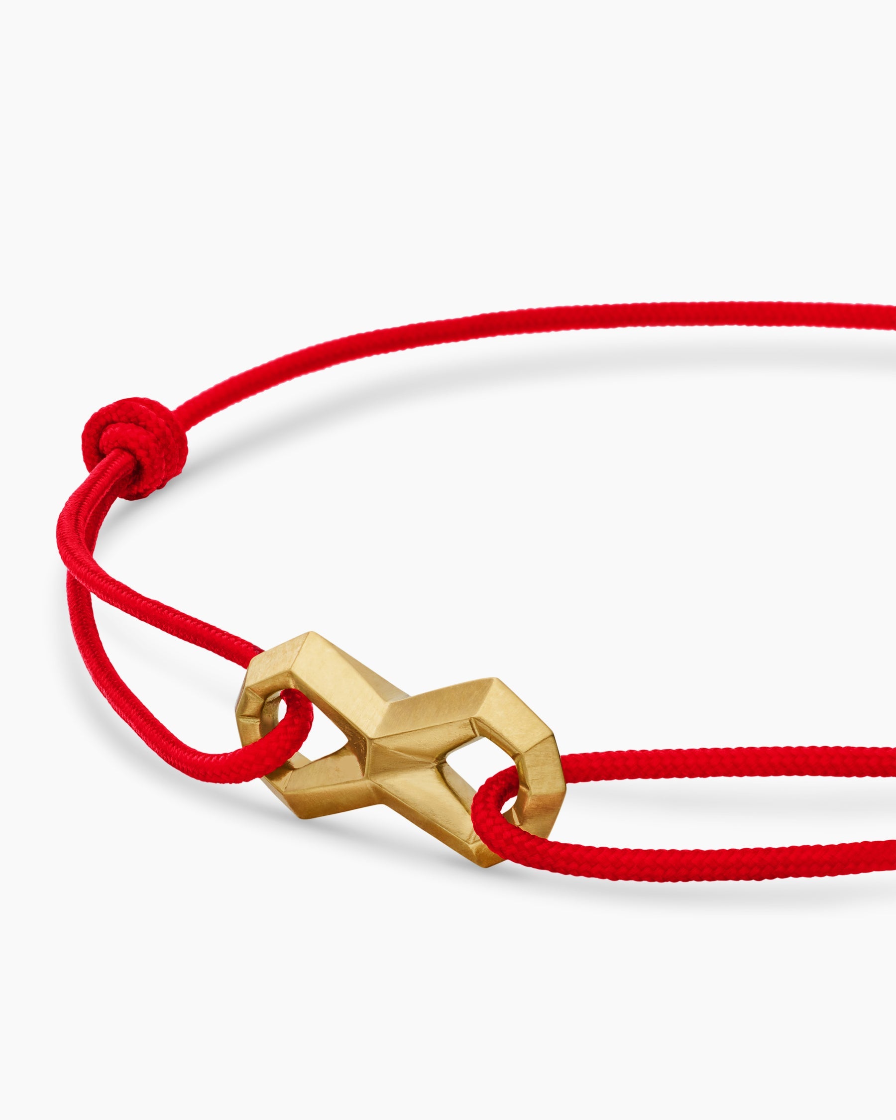 Infinity Link Cord Bracelet in Red Nylon with 18K Yellow Gold, 9mm