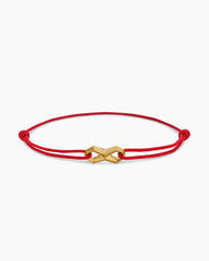 Infinity Link Cord Bracelet in Red Nylon with 18K Yellow Gold, 9mm