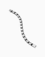 Sculpted Cable Woven Tile Bracelet with Sterling Silver and Black Nylon, 8.5mm
