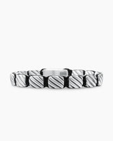 Sculpted Cable Woven Tile Bracelet with Sterling Silver and Black Nylon, 8.5mm