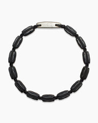 Sculpted Cable Woven Tile Bracelet in Black Titanium with Sterling Silver and Black Nylon, 8.5mm