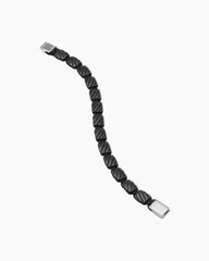 Sculpted Cable Woven Tile Bracelet in Black Titanium with Sterling Silver and Black Nylon, 8.5mm