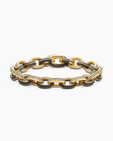 Streamline® Oval Link Bracelet in 18K Yellow Gold with Forged Carbon and Diamonds, 10.8mm