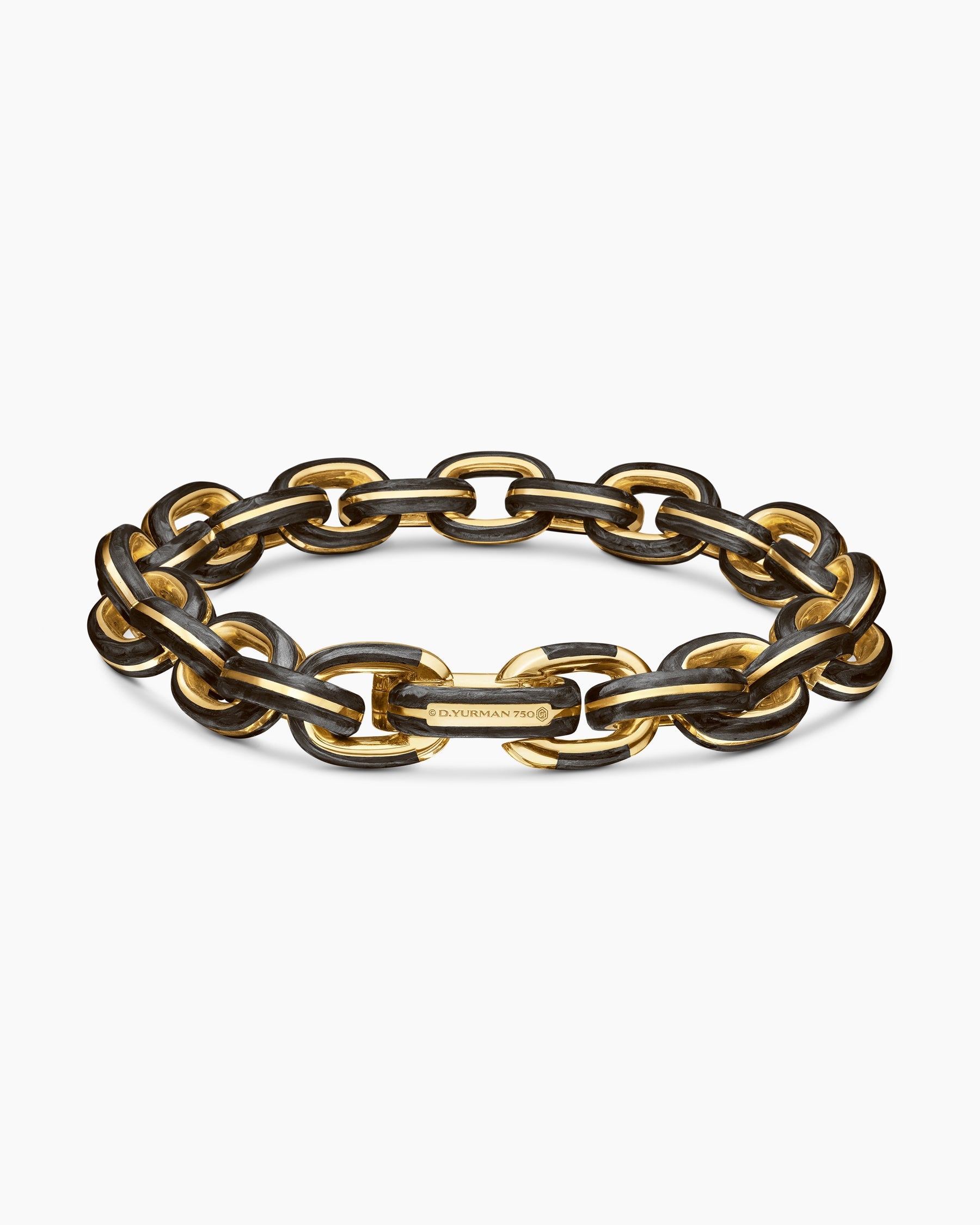 Streamline® Oval Link Bracelet in 18K Yellow Gold with Forged Carbon, 10.8mm