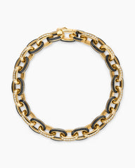 Streamline® Oval Link Bracelet in 18K Yellow Gold with Forged Carbon and Diamonds, 8.5mm