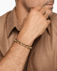 Streamline® Oval Link Bracelet in 18K Yellow Gold with Forged Carbon and Diamonds, 8.5mm