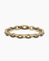 Streamline® Oval Link Bracelet in 18K Yellow Gold with Forged Carbon and Diamonds, 8.5mm
