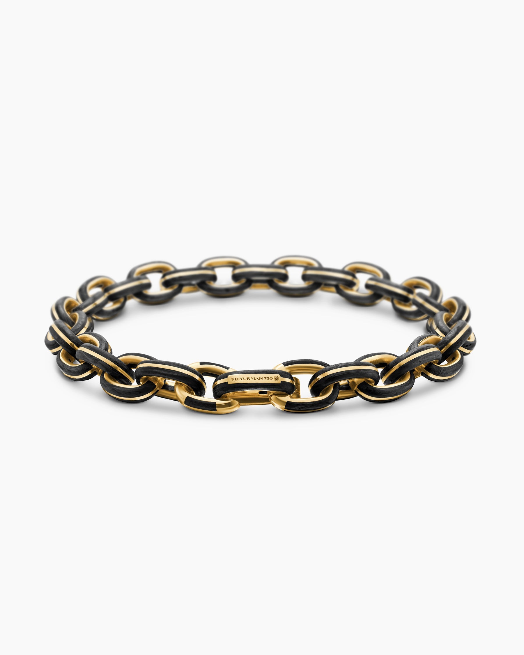 Streamline® Oval Link Bracelet in 18K Yellow Gold with Forged Carbon, 8.5mm