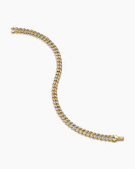 Curb Chain Bracelet in 18K Yellow Gold with Diamonds, 6mm