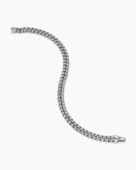 Curb Chain Bracelet in Platinum with Diamonds, 6mm