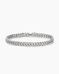 Curb Chain Bracelet in Platinum with Diamonds, 6mm