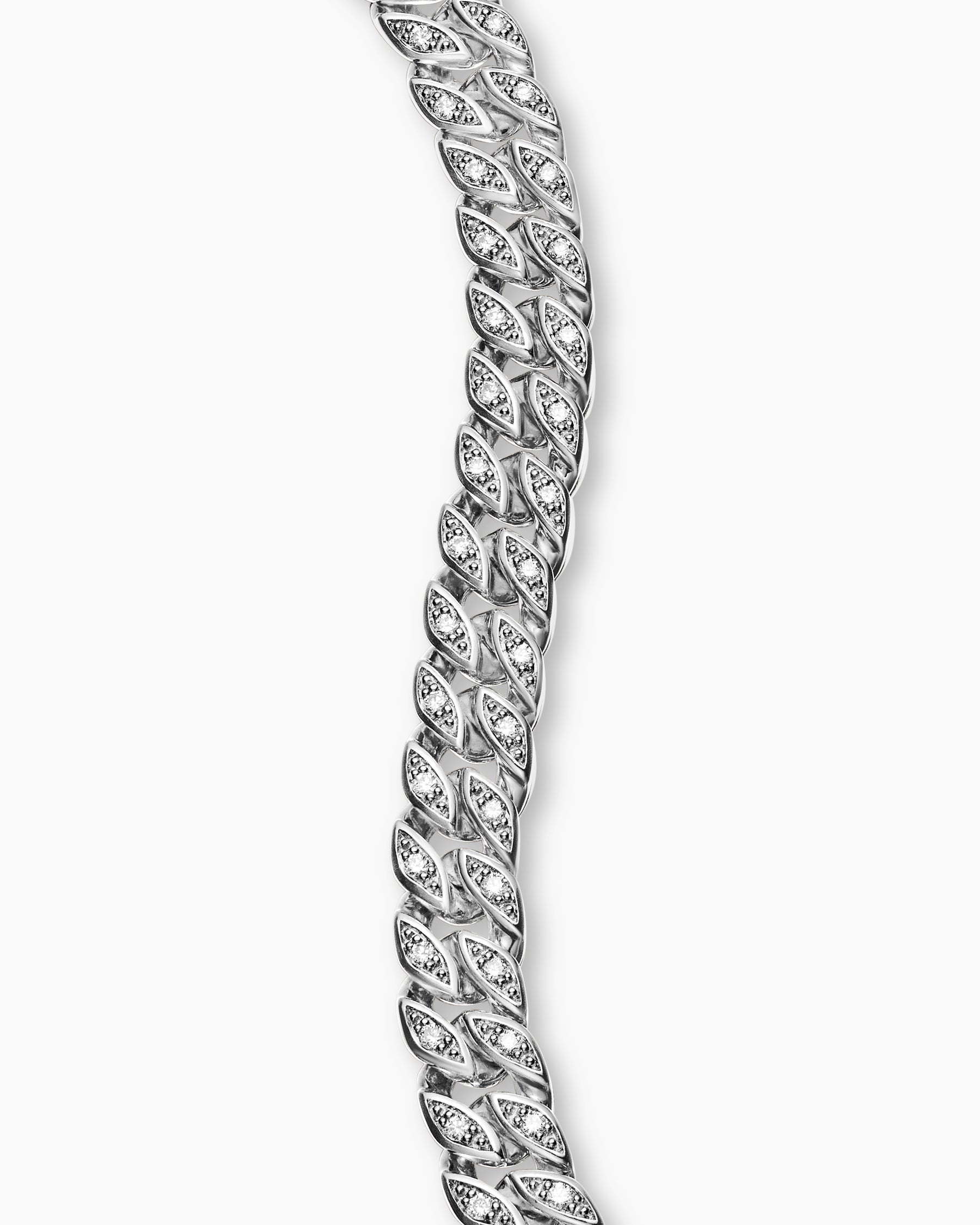 Curb Chain Bracelet in Sterling Silver with Diamonds, 6mm