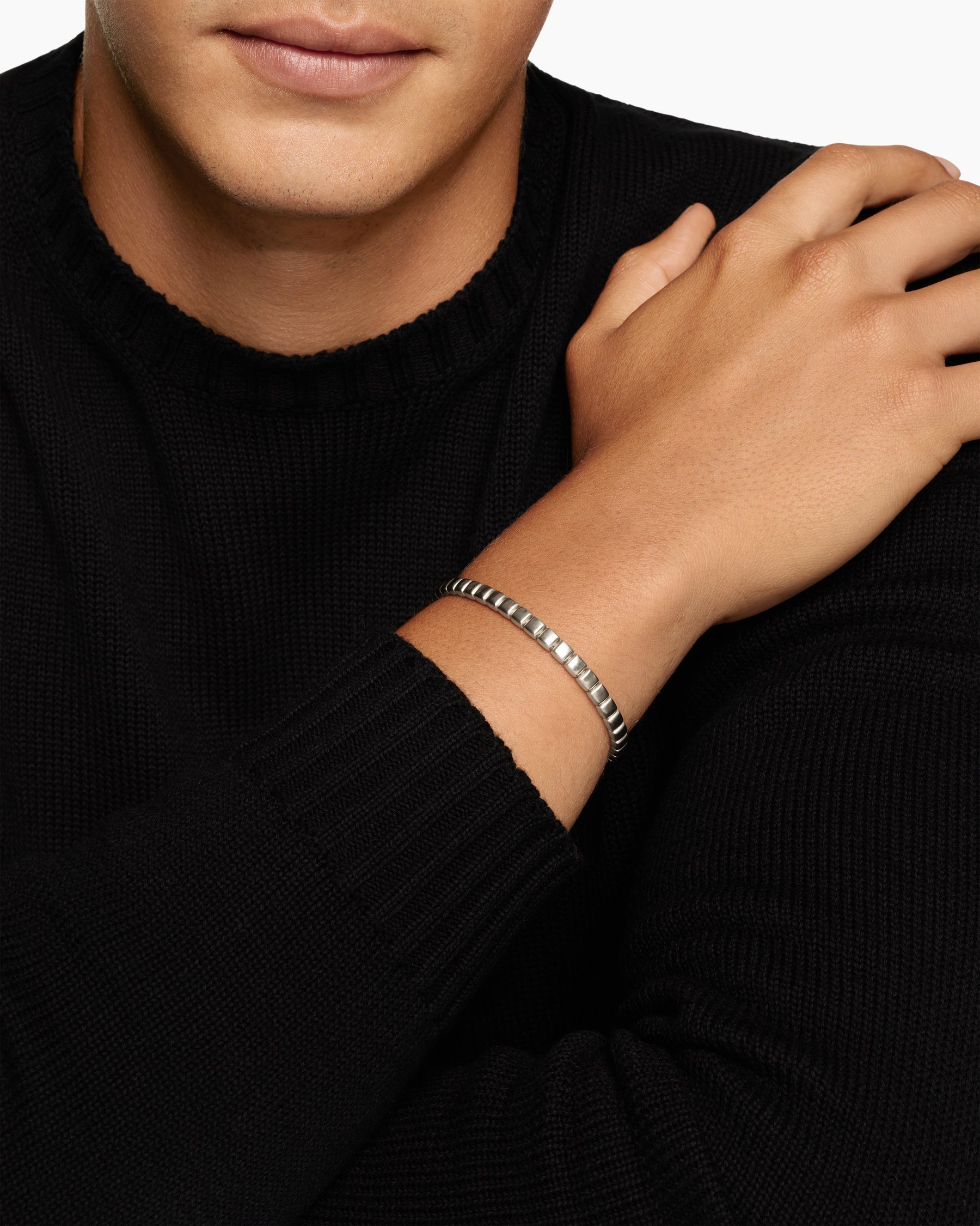 Spiritual Beads Tile Bracelet in 18K White Gold, 4.7mm