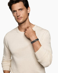 Curb Chain Bracelet in Sterling Silver with Black Diamonds, 18mm