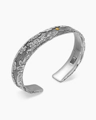 Waves Cuff Bracelet in Sterling Silver with 18K Yellow Gold, 12mm