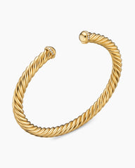 Cable Cuff Bracelet in 18K Yellow Gold with Pavé Diamonds, 6mm