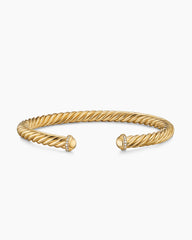 Cable Cuff Bracelet in 18K Yellow Gold with Pavé Diamonds, 6mm