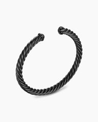 Cable Cuff Bracelet in Black Aluminum, 6mm