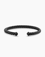Cable Cuff Bracelet in Black Aluminum, 6mm