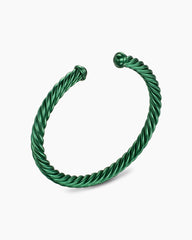 Cable Cuff Bracelet in Green Aluminum, 6mm