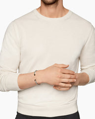 Cable Cuff Bracelet in Sterling Silver with 14K Yellow Gold and Black Onyx, 6mm