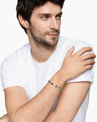 Cable Cuff Bracelet in Sterling Silver with 14K Yellow Gold and Lapis, 6mm