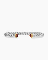 Cable Cuff Bracelet in Sterling Silver with 14K Yellow Gold and Red Tiger's Eye, 6mm