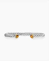 Cable Cuff Bracelet in Sterling Silver with 14K Yellow Gold and Tiger's Eye, 6mm