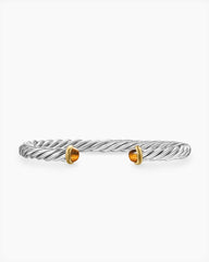 Cable Cuff Bracelet in Sterling Silver with 14K Yellow Gold and Tiger's Eye, 6mm