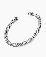 Cable Cuff Bracelet in Sterling Silver with Pavé Black Diamonds, 6mm