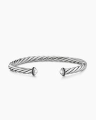 Cable Cuff Bracelet in Sterling Silver with Pavé Black Diamonds, 6mm