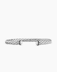Cable Cuff Bracelet in Sterling Silver with Pavé Black Diamonds, 6mm