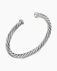 Cable Cuff Bracelet in Sterling Silver with Pavé Diamonds, 6mm