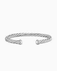 Cable Cuff Bracelet in Sterling Silver with Pavé Diamonds, 6mm
