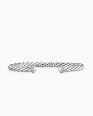 Cable Cuff Bracelet in Sterling Silver with Pavé Diamonds, 6mm