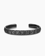 Pyramid Cuff Bracelet in Black Titanium with Black Diamonds, 9.3mm