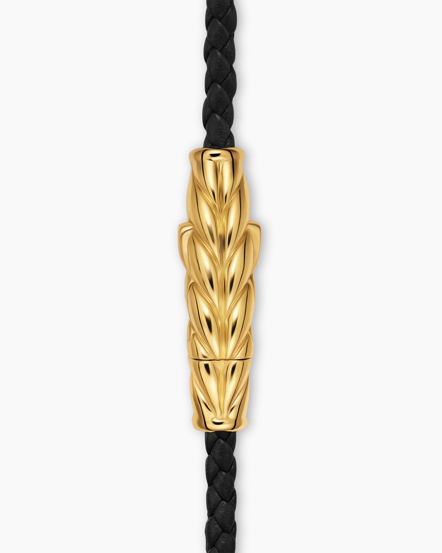 Chevron Triple Wrap Bracelet in Black Leather with 18K Yellow Gold, 3mm