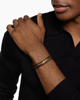 Chevron Triple Wrap Bracelet in Brown Leather with 18K Yellow Gold, 3mm