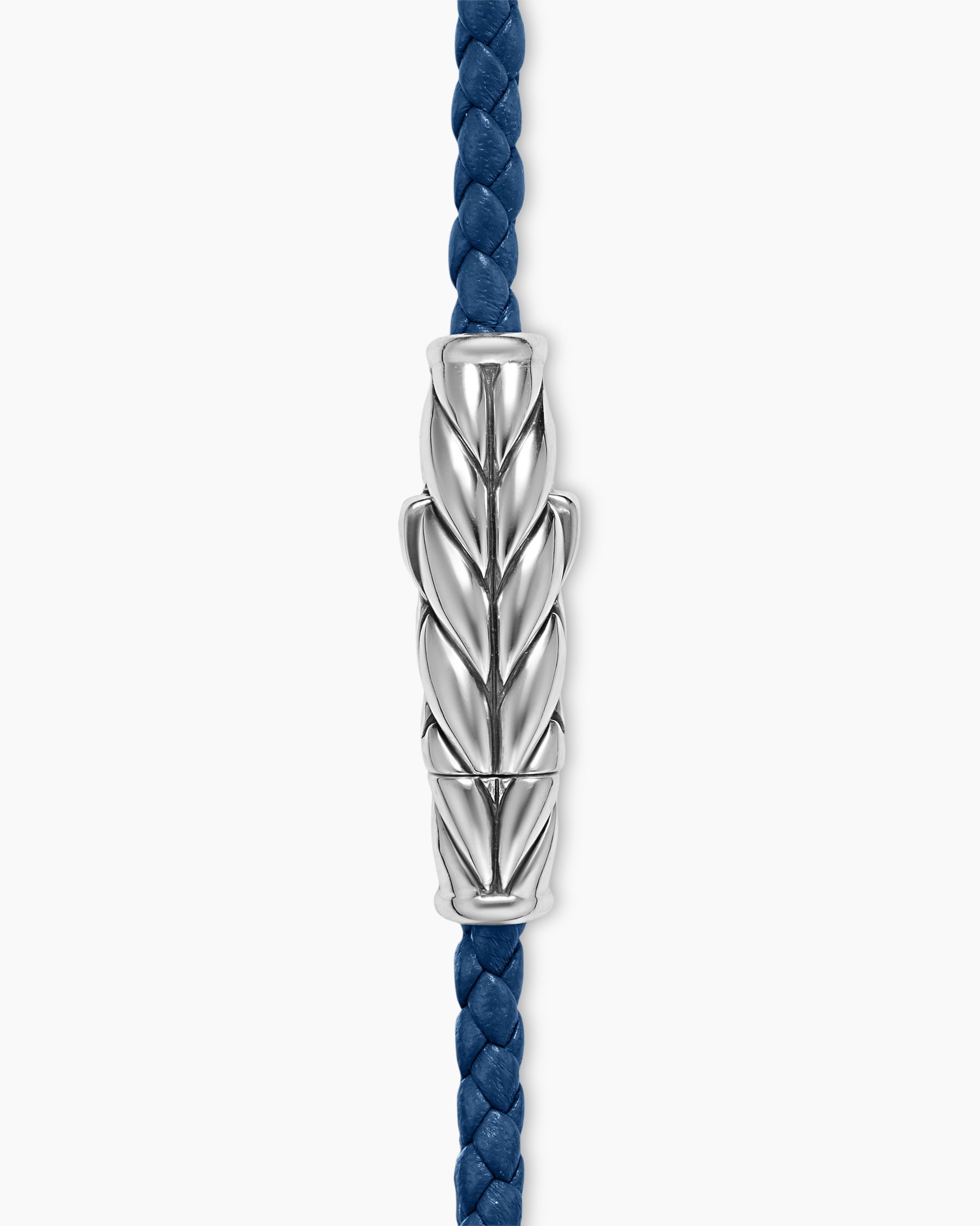 Chevron Triple Wrap Bracelet in Blue Leather with Sterling Silver, 3mm