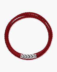 Chevron Triple Wrap Bracelet in Red Leather with Sterling Silver, 3mm