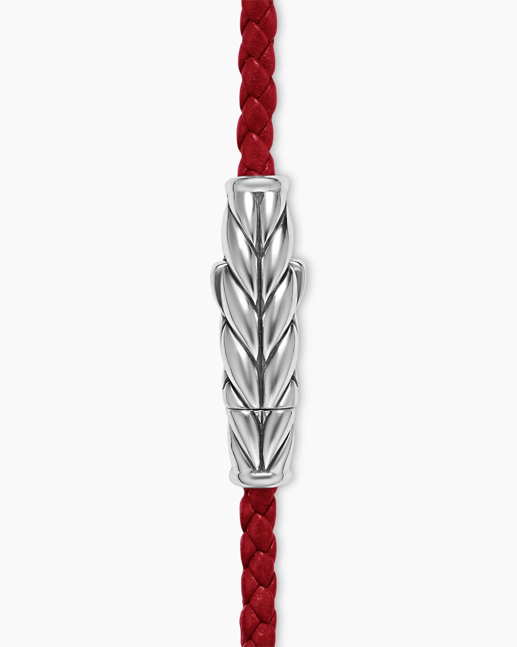 Chevron Triple Wrap Bracelet in Red Leather with Sterling Silver, 3mm