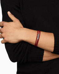 Chevron Triple Wrap Bracelet in Red Leather with Sterling Silver, 3mm
